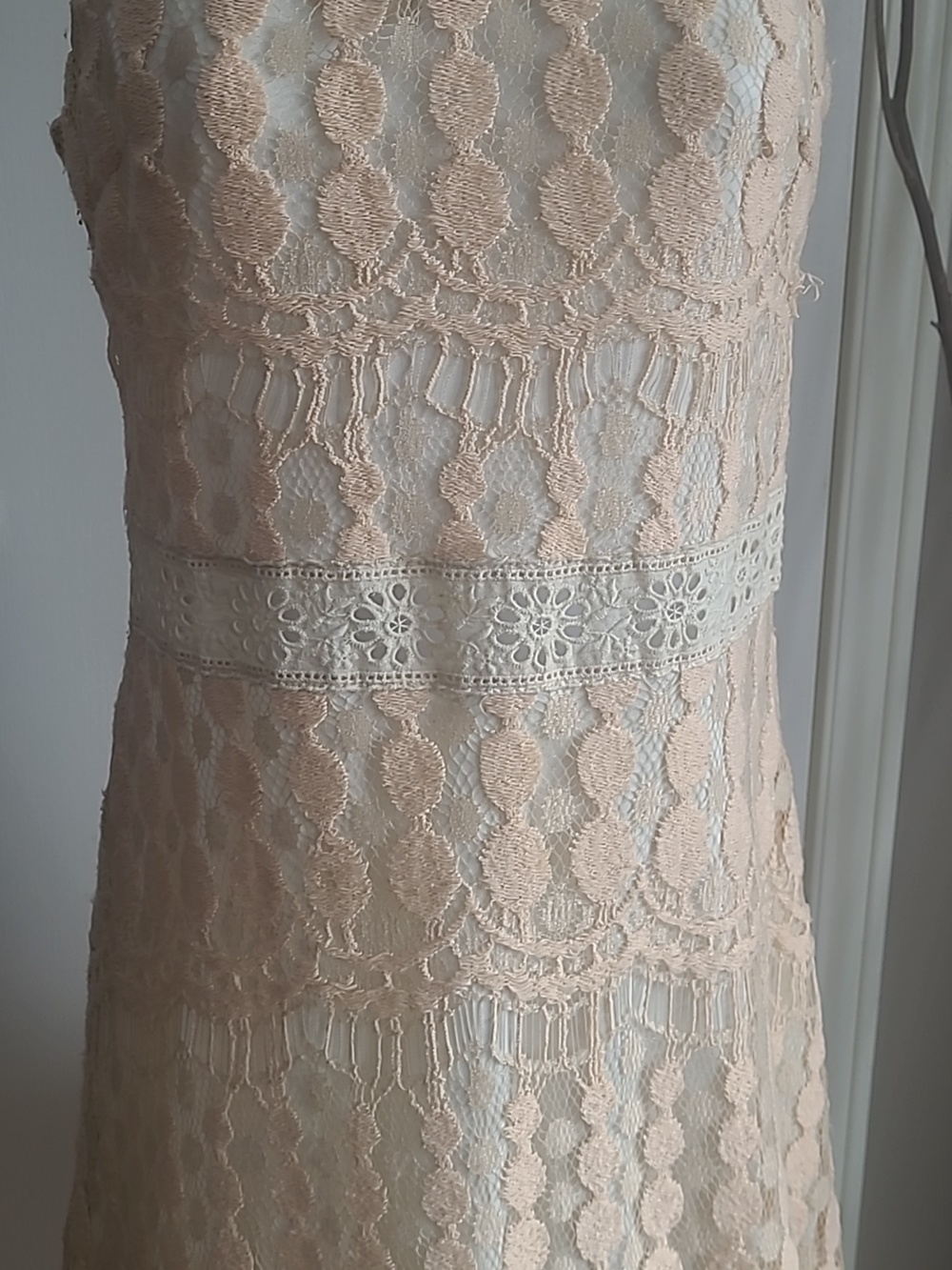 Cecico Sleeveless Lace Midi Dress in Light Beige #025704 - Picture 3 of 5